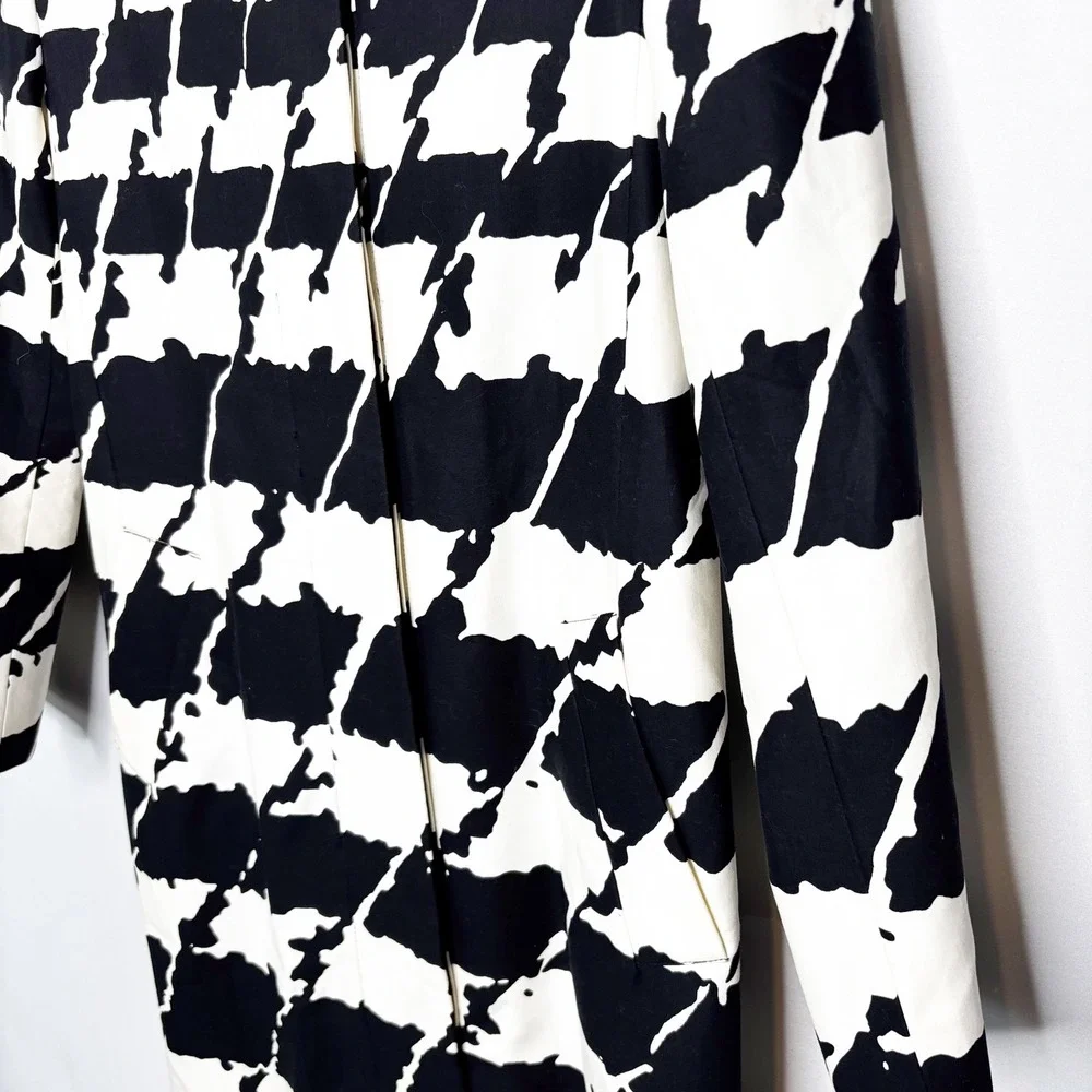 Michael Kors Trench Coat Size S Abstract Houndstooth Cotton Blend Pockets - Picture 7 of 16